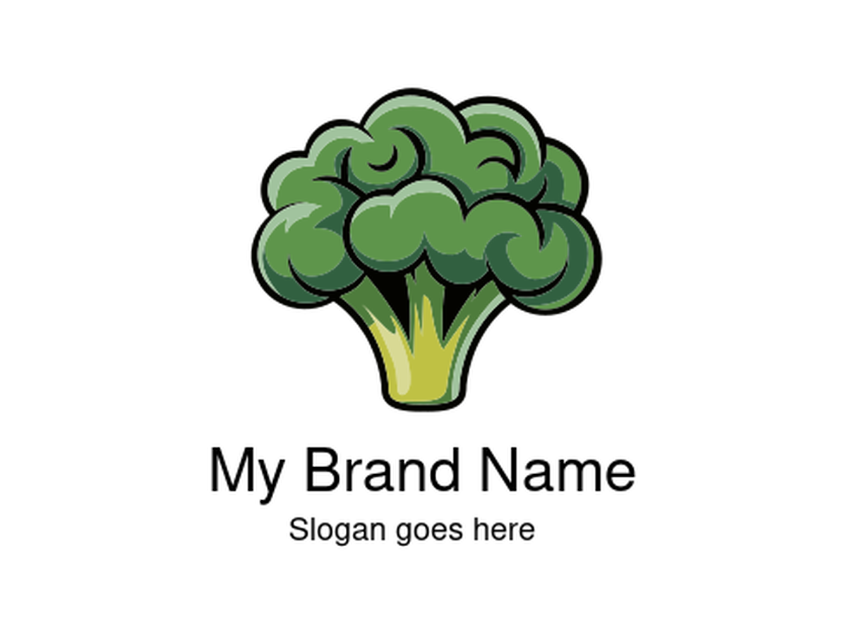 Fresh Broccoli Logo with Cartoon Style – Perfect for Organic Farms, Vegan Brands, Grocery Stores, Health Products, and Food Startups